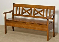 Massivholz Sitzbank 148 Kiefer honigfarben Truhenbank Holz bank mit rückenlehne