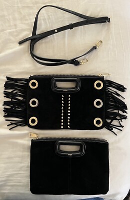 Maje M Duo Bag in Black Suede