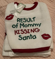 Christmas NWT Bib & Burp Cloth “Result Of Mommy Kissing Santa” C & F Enterprises