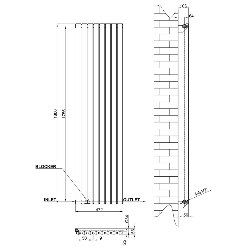 Flat Panel Oval Column Horizontal Vertical Designer Radiator Central ...