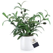 OLIVE TREE ARTIFICIAL INDOOR16.5 INCH FAKE OLIVE TREE NEARLY NATURAL POTTED PLAN