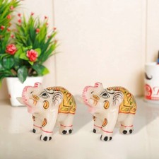 Jaipuri Shop Marble Decorative Handmade Elephant 2-Inch showpiece