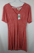 MICHAEL KORS Short Sleeve Fit and Flare Dress, Red, Women's Large