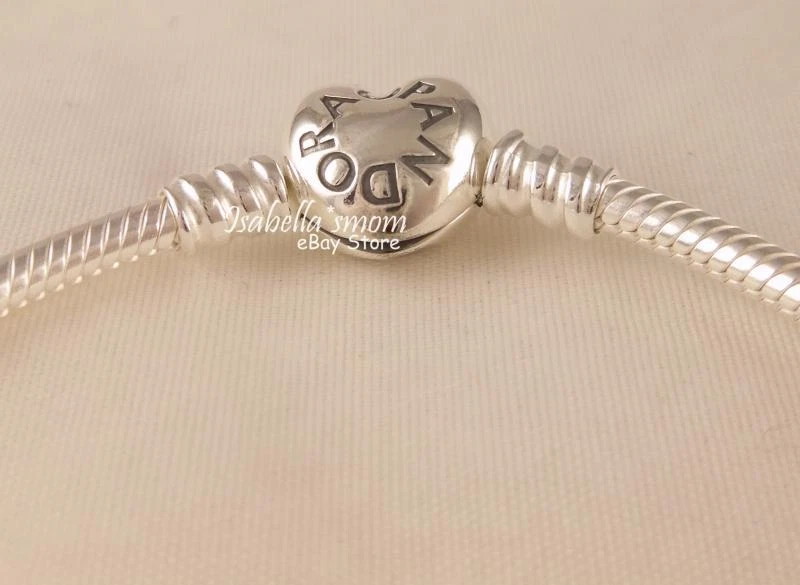 Authentic PANDORA Valentines HEART CLASP Silver CHARM Bracelet 8.3