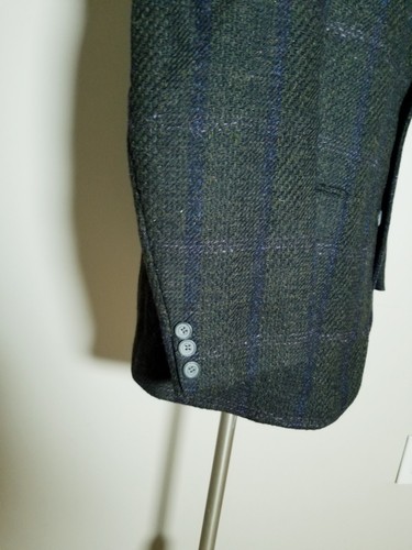 Vtg D. Hechter Green Purple Blue Plaid Tweed Sport Coat Jacket Blazer 38R France