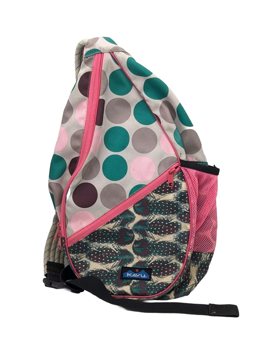 KAVU Rope Sling Bag Peacock Feathers And Polka Dots