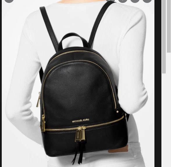 Michael Kors Rhea Zip Small Leather Backpack - Black