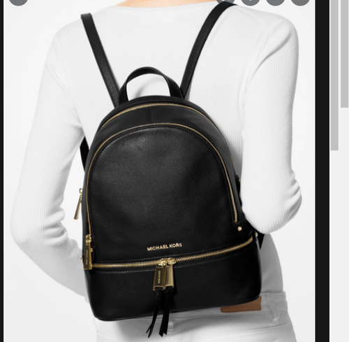 michael kors rhea zip medium backpack black