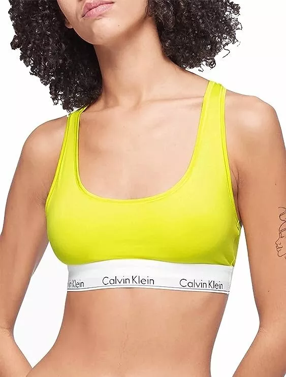 Calvin Klein Women Modern Cotton Unlined Bralette Yellow SMALL, NEW