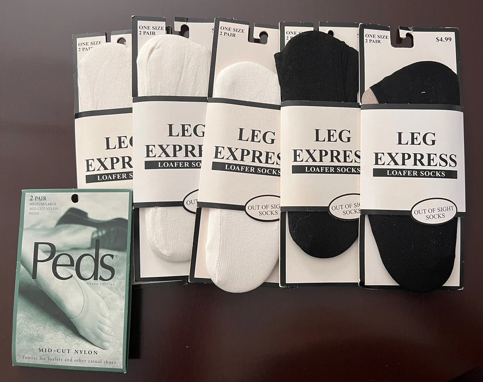 Лот 6 (12 пар) мокасины носки скрытый вкладыш PEDS 7-10 голая, ноги Express OS белый - Изображение 3 из 3