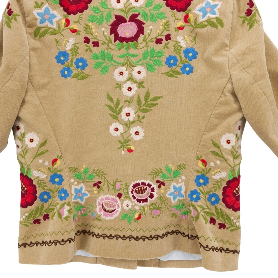 Chaqueta Blazer Johnny Was Biya Beige Bordada Usada en Excelente Condición Talla PEQUEÑA Foto 4 de 4