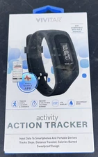 AA VIVITAR Activity Action Tracker Sweat Proof Band LCD Display Free App