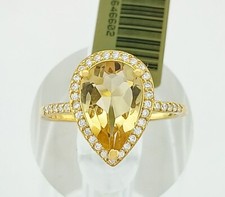 GENUINE 3.45 Cts YELLOW TOPAZ W/SAPPHIRE RING .14k YELLOW GOLD PLATED .925