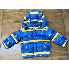Polo Ralph Lauren Kids Polo Bear Striped Puffer Jacket Blue Yellow 3T Hooded