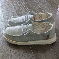 Hey Dude Wendy Youth Casual Light Slip-On Shoes Y3-L4 Unisex Linen Grey Kids