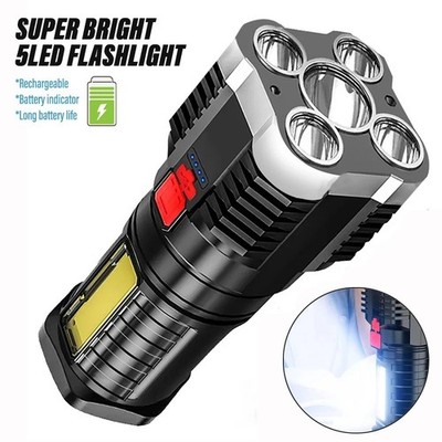 5LED High Power Wiederaufladbare LED Taschenlampe Camping Strahler mit Seitenlicht