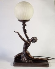 Vintage Widdop Bingham Crosa Art Deco Nude Lady Sculpture Large Table Lamp 