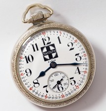 ELGIN RARE SANTA FE LOGO DIAL BW RAYMOND 21 JEWEL 16S RAILROAD POCKET WATCH