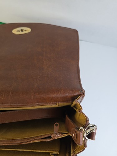 Vintage Unbranded Ostrich Purse Leather Briefcase Style Crossbody Brown Classic - Picture 23 of 24