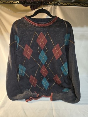 Vintage 90s Coogi Style Mens Large Robert Bruce Diamond Knit Sweater