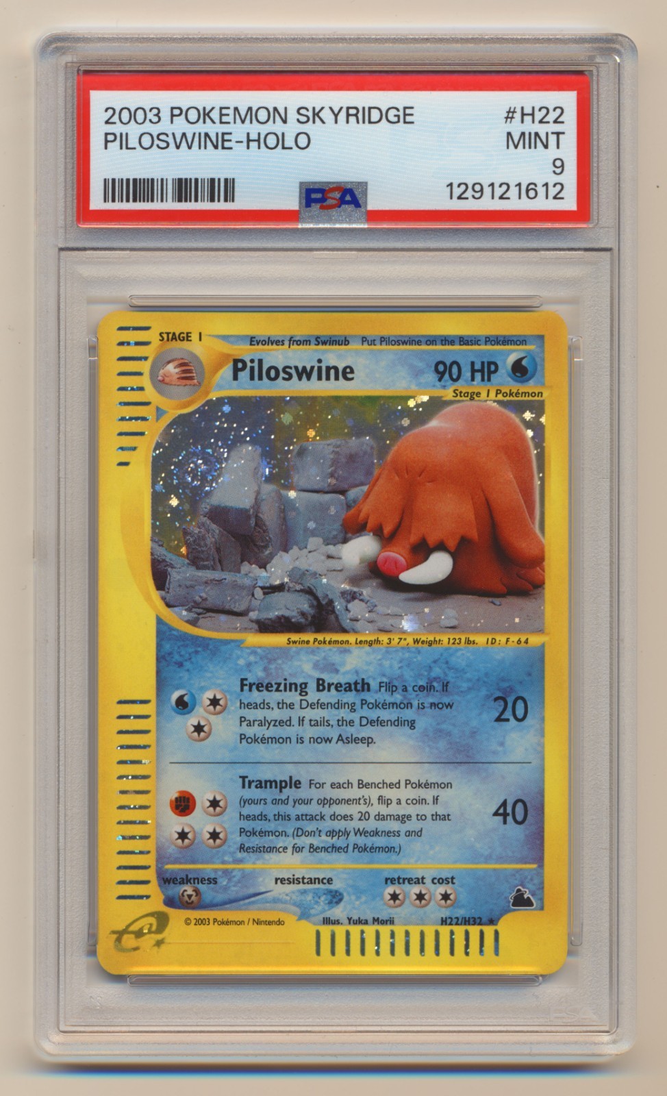 PSA 9 Pokemon Skyridge Holo Rare SWIRL Piloswine H22/H32 MINT Condition!!
