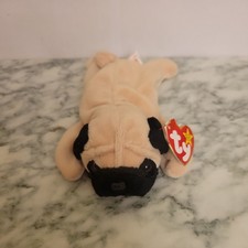 Plush Stuffed Ty Beanie Baby Pugsly The Pug Dog 1996 Retired With Tag