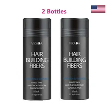 VIKADA Hair Fiber Hair Loss Concealer Thickening Fibers Black 2 bottles 0.97oz