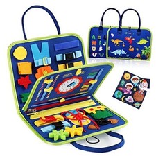 Busy Board Montessori Toy for 1 2 3 4 Year Old Toddlers - Educational Blue