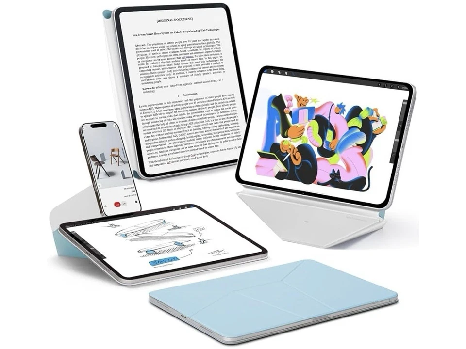 IPad Pro 11 (M4) Dynamic Folio Magnetic Case Cover - Color Ice Mist Blue New