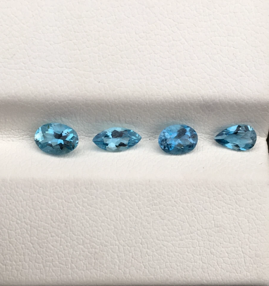 Piedra preciosa de corte perfecto aguamarina santa maria sin calefacción 4 piezas 1,10 quilates Foto 2 de 4