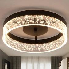 Modern Ceiling Light Fixture, 11.65" Black Flush Mount Kitchen Lighting with ...