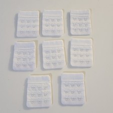 Lot 8 Womens Bra Extenders 3-Hook White 1.75 x 2.25"