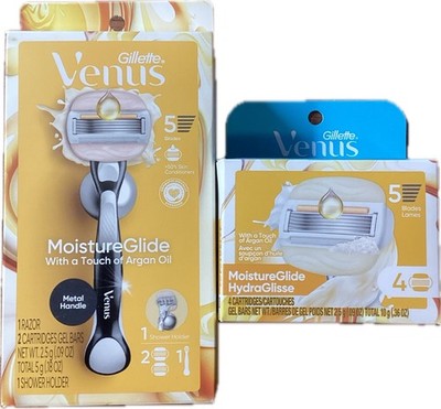 Venus Moistureglide Women's Razor 1 Handle + 5 Cartridges + 1 Shower Holder