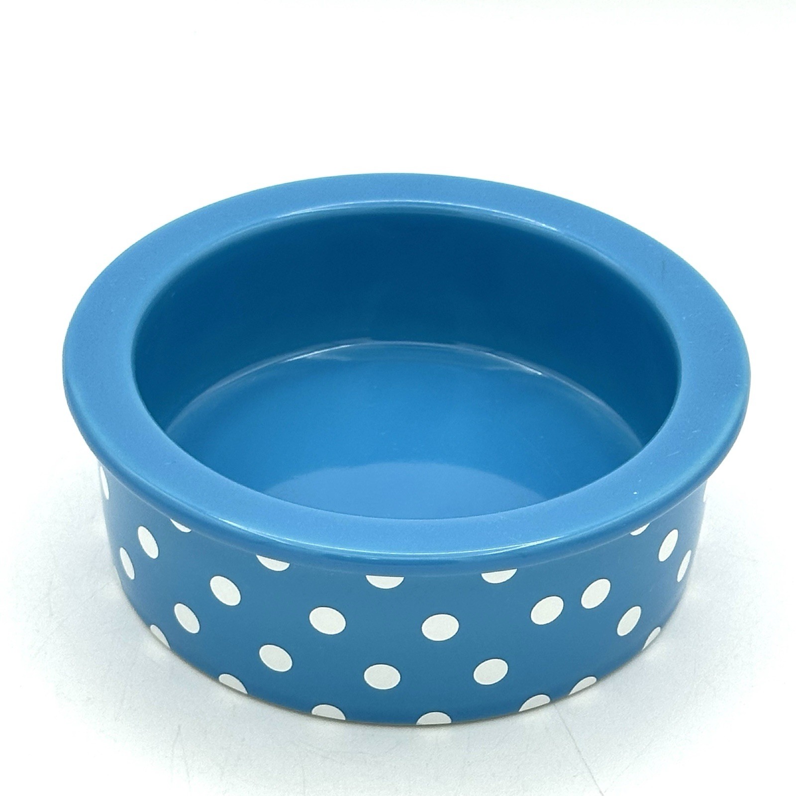Grreat Choice Blue And White Polka Dot Ceramic Dog Food/Water Bowl 5 X 1.75 Inch