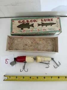 CREEK CHUB Jointed Spinning Pikie Red And White  Fishing Lure w/ Box #8