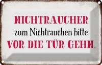 Blechschild 12X18 Cm Nichtraucher Bitte Vor Die TüR Warnschild Hinweisschild Sic