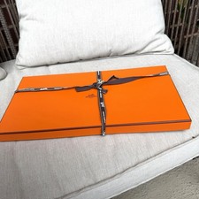 Hermes Paris Empty Orange Gift Box 14x7.5x1.25 Inches Authentic Box + Ribbon