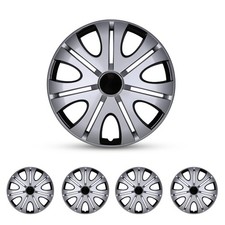 15 Inch Universal Wheel Covers Hubcaps Snap On Set Of 4 Silver Black