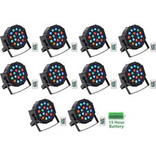  10 Rockville BATTERY PAR 50 Rechargeable LED DMX DJ Club Wash Up-Lights Remote