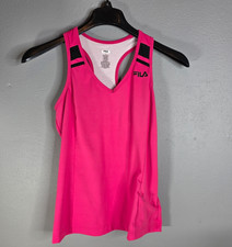 Fila Womens Sleeveless Pink V-Neck Activewear Top Medium Racerback Zip Pocket