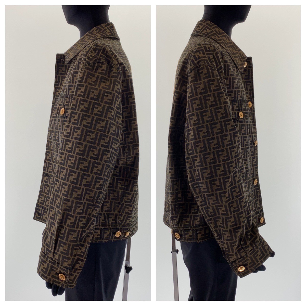 FENDI FENDACE Zucca pattern Versace jacket Brown polyester/cotton