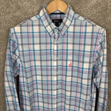 Johnnie-O Long Sleeve Button Down Shirt Men's Medium Blue Pink Plaid