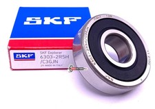 SKF 6303 2RS1 C3 GJN Deep groove Ball Bearing, Rubber Sealed 17x47x14 mm