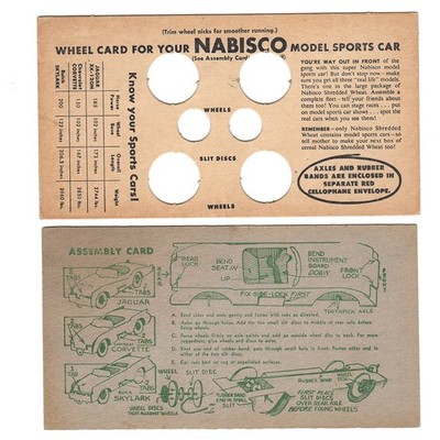 NABISCO National Biscuit Premium Model Sports Car Card 2 Vintage 