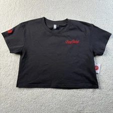 Pure Barre Crop Tee Women's Size XS Work Out T-Shirt Black Red Embroidered
