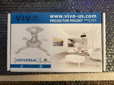 VIVO Universal Adjustable Ceiling Projector Mount for Regular and Mini White 