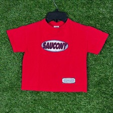 Vintage Saucony T Shirt Kids XXS Red Graphic Logo Made in USA 90s Tee