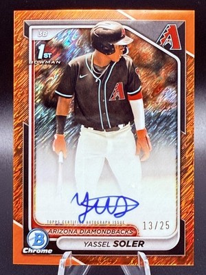 2024 Bowman Chrome Yassel Soler 1st Prospect Orange Shimmer Auto 