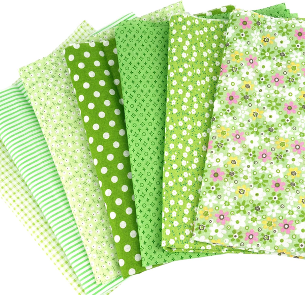 7 StüCk Stoff Zum NäHen, 50X80Cm GrüN Patchwork Baumwollstoff - BlüMchen Und Kl-image