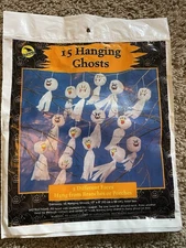 Vintage Sun Hill Halloween 15 Hanging Ghosts Original New 1998 3 Different Faces